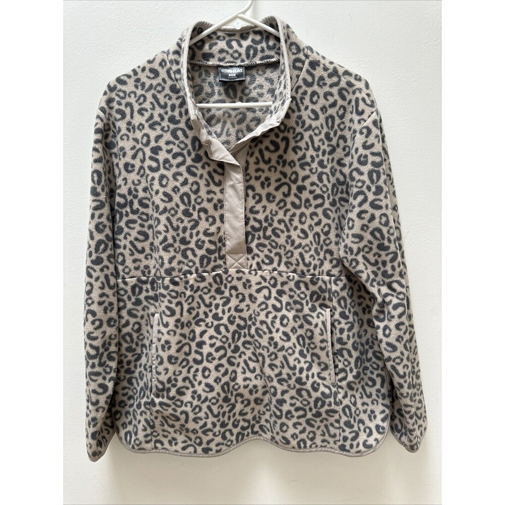 32 Degree Heat Half Button Down Animal Print Fleece Pullovers